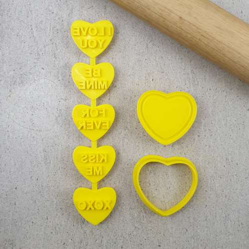 Cookie Stamp Embosser & Cutter - Candy Hearts - Click Image to Close